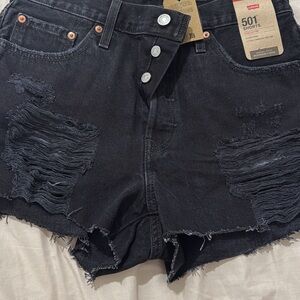 Levi's Women's Distressed Black Jean Shorts